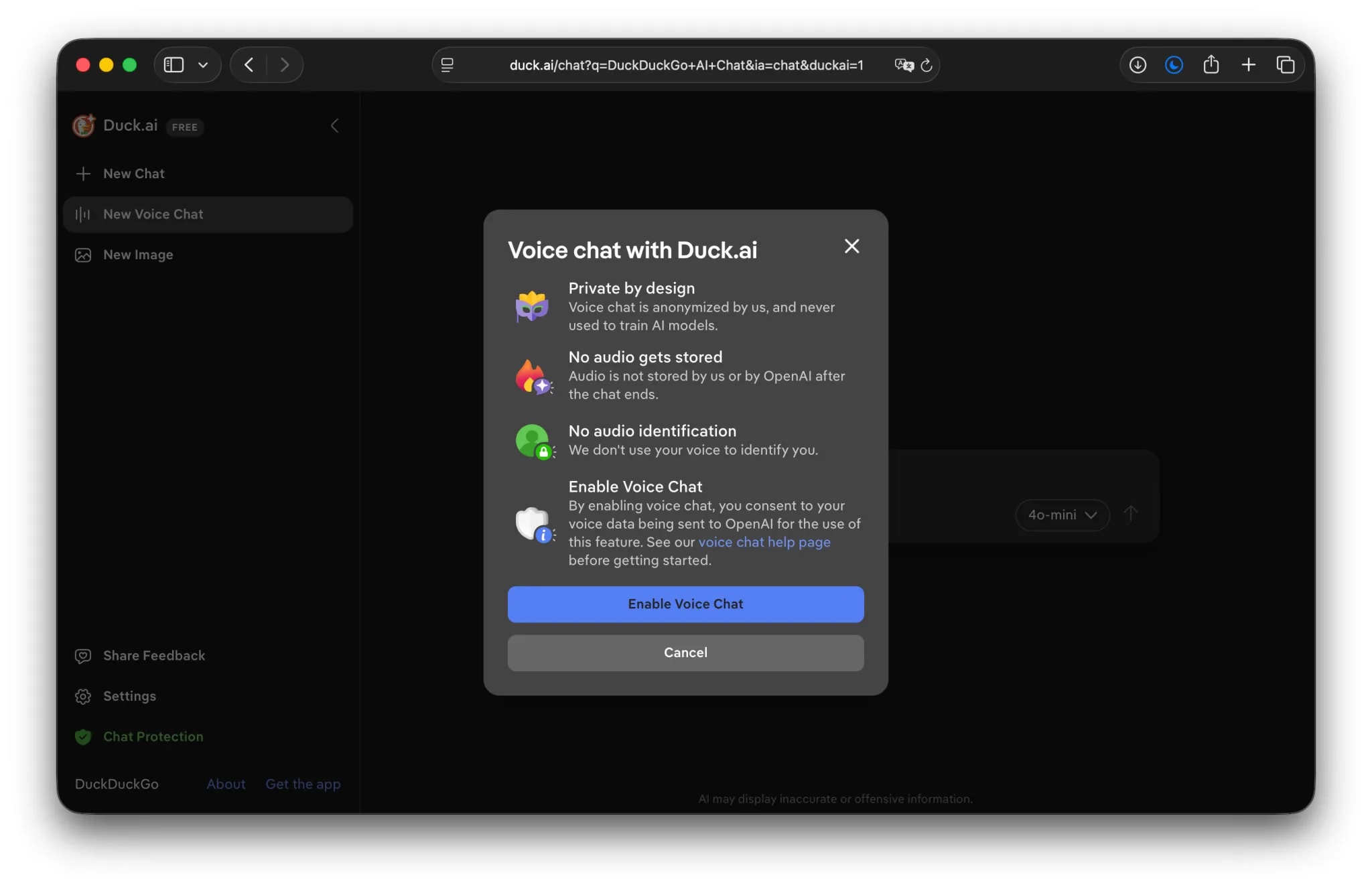 DuckDuckGo Launches Encrypted Voice Chat for Duck.ai