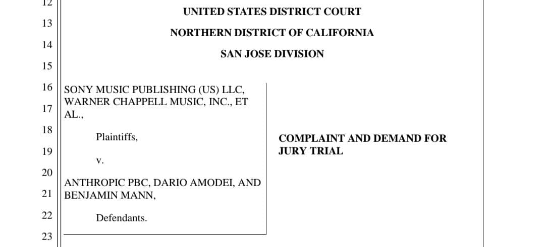 Sony and Warner File Multi-Billion Dollar Copyright Lawsuit Against Anthropic